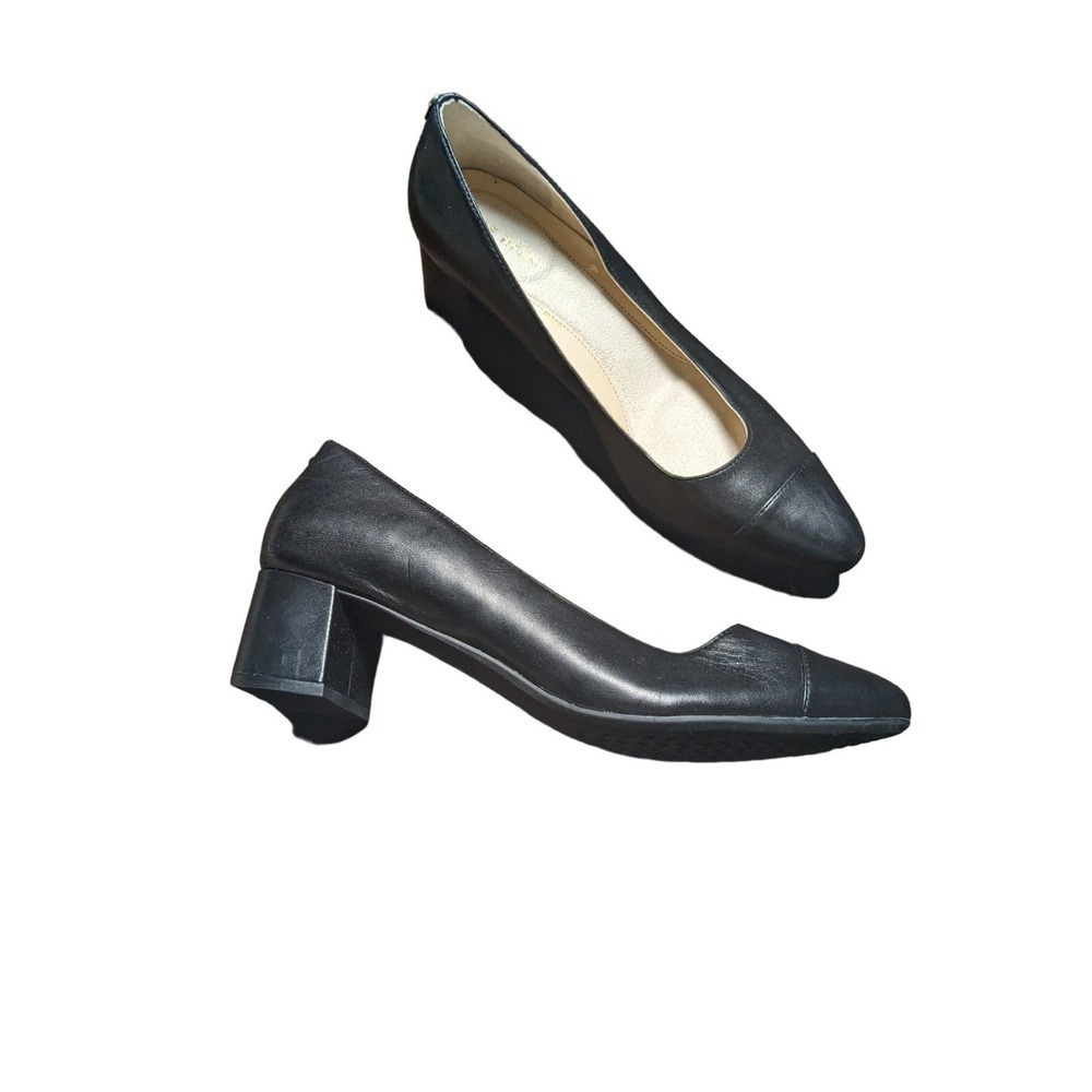 Cole Haan Black Leather Block Heel Pumps Never Worn